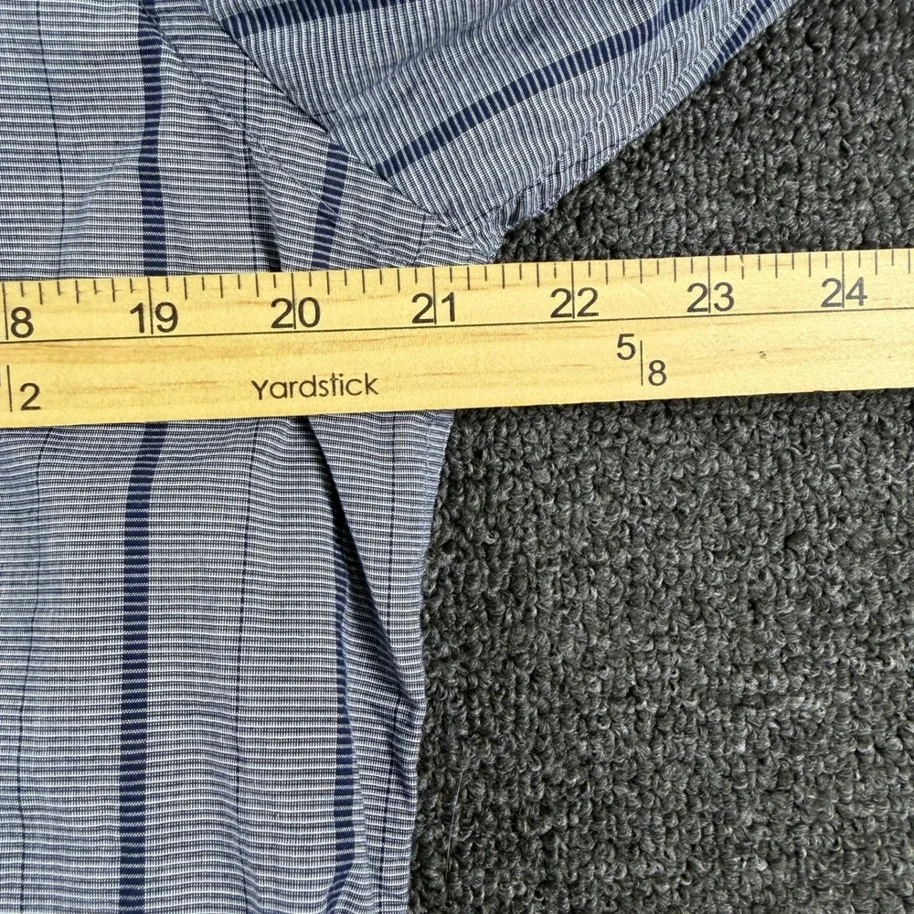 Banana Republic Shirt Mens L Untucked Fit Blue Striped Organic Cotton EUC